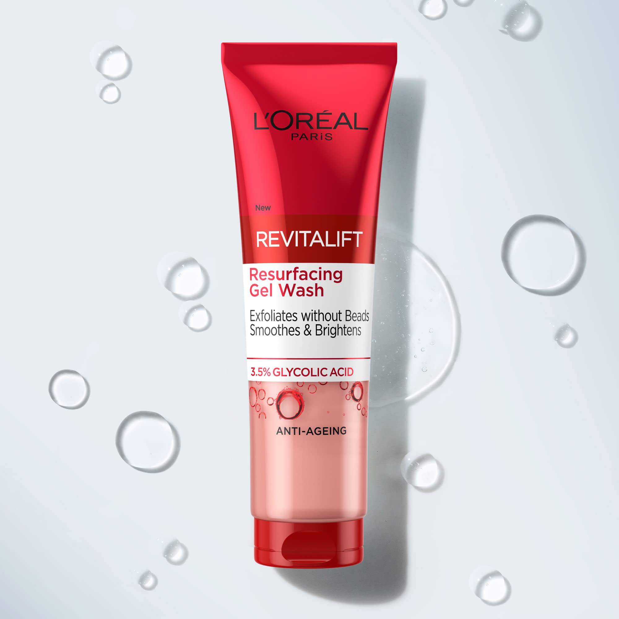L'ORÉAL Paris 3.5% Glycolic Acid Cleanser, Revitalift Glycolic Resurfacing Gel Wash, Gently Exfoliates To Smooth & Brighten Skin – 150ml