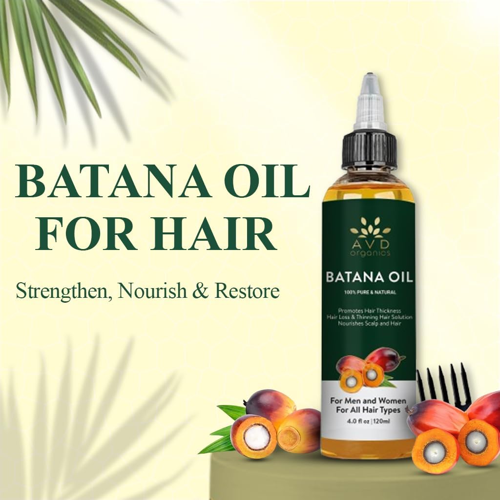 AVD Organics Batana Oil for Hair | 100% Pure & Natural batana oil for Hair, Skin moisturizer, Eyebrows | Ideal for Men & Women - 120ML