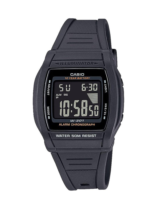 Casio Luminator W201-1BV Digital Chronograph Stopwatch with Daily Alarm, Black