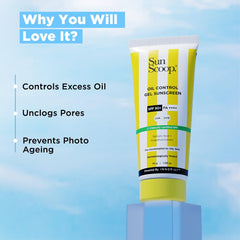 Sunscoop Oil-Control Gel Sunscreen | SPF 50+, PA++++ | Mineral Oil & Petroleum Free | Controls Excess Oil | Unclogs Pores | Anti-ageing | Lightweight | 45 g…