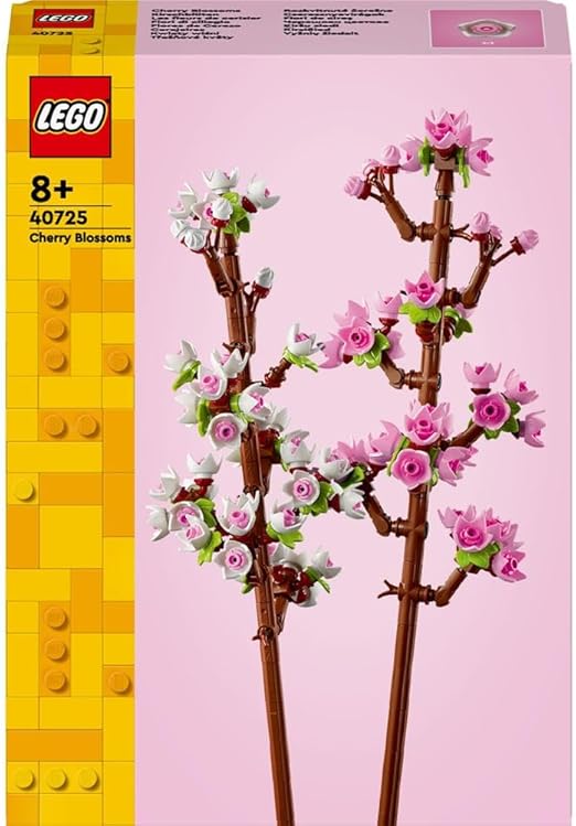 LEGO Cherry Blossoms, Artificial Faux Flowers Set, Makes a Great Desk Decor Accessory or Kids' Bedroom Decoration, Birthday Gift Idea for 8 Plus Year Old Girls, Boys and Teens 40725