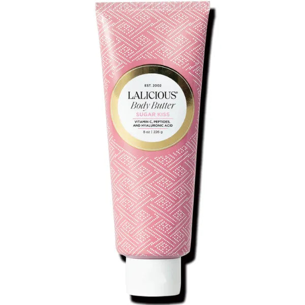 LaLicious Sugar Kiss Body Butter - Hydrating Body Moisturizer with Shea Butter, Cucumber Extract & Apricot Oil, No Parabens - 8 Ounces