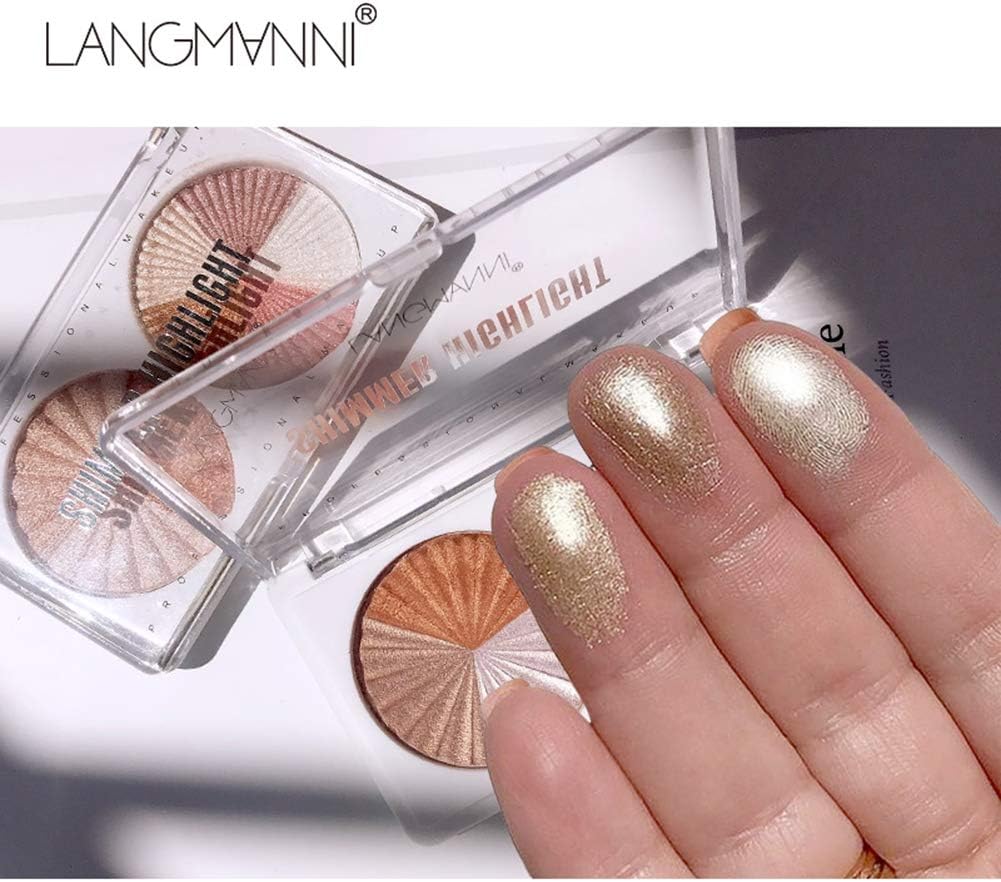 NLLNT Highlighter Powder Palette Diamond Shimmer Bronzer Glow Glitter Makeup Natural