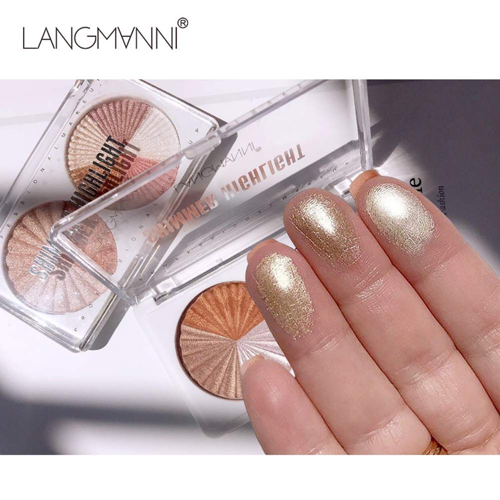 NLLNT Highlighter Powder Palette Diamond Shimmer Bronzer Glow Glitter Makeup Natural