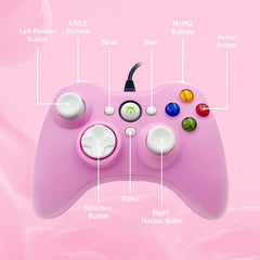 DYONDER Wired PC Controller,Game Controller Joystick with Dual-Vibration Turbo and Hall Trigger Buttons for Windows PC/ PS3/ Android TV Box/Tesla(Pink)