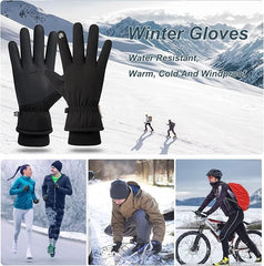ASSHMHTC Winter Ski Gloves, Women Ski Gloves, Waterproof Touchscreen Snowboard Gloves, Windproof Warm Snow Gloves for Mens, Womens, Skiing, Snowboarding, Running and Cycling, One Size, Black