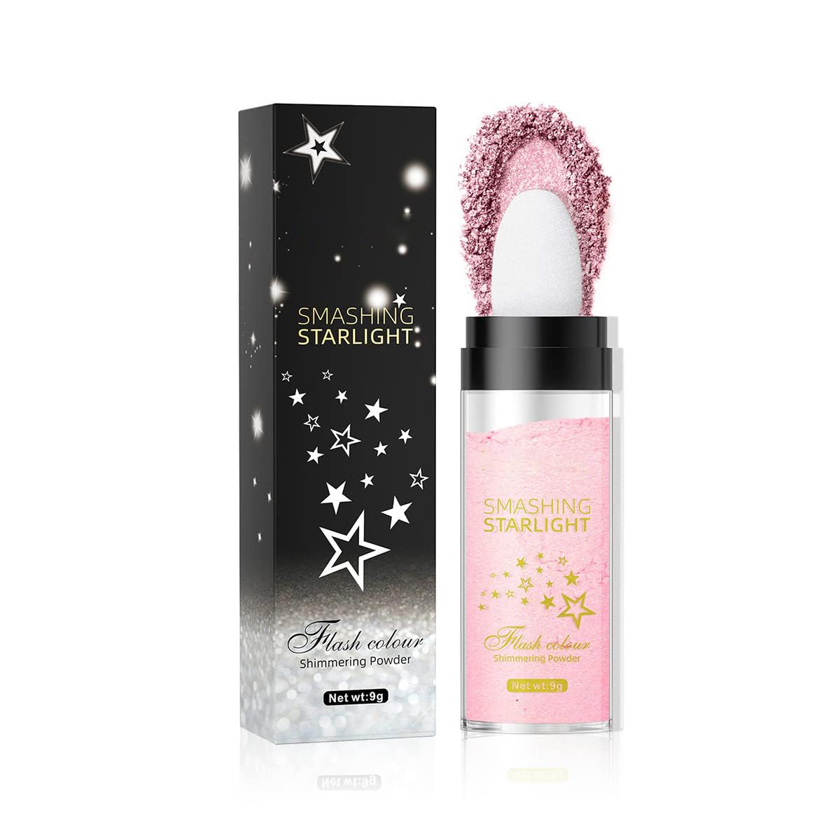 NALACAL Glitter Highlighter Stick Puff - Fairy Stick Highlight Powder for Eyes, Face, Body - Shimmering Loose Powder with Brush for Makeup