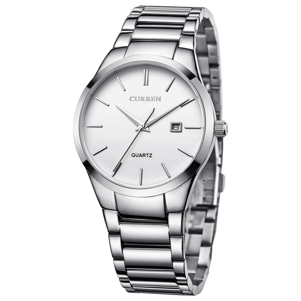 CURREN Herren-Armbanduhren, klassisch, schwarz/silber, Stahlband, Quarz, Analog-Armbanduhr mit Datum fr Mann - multi