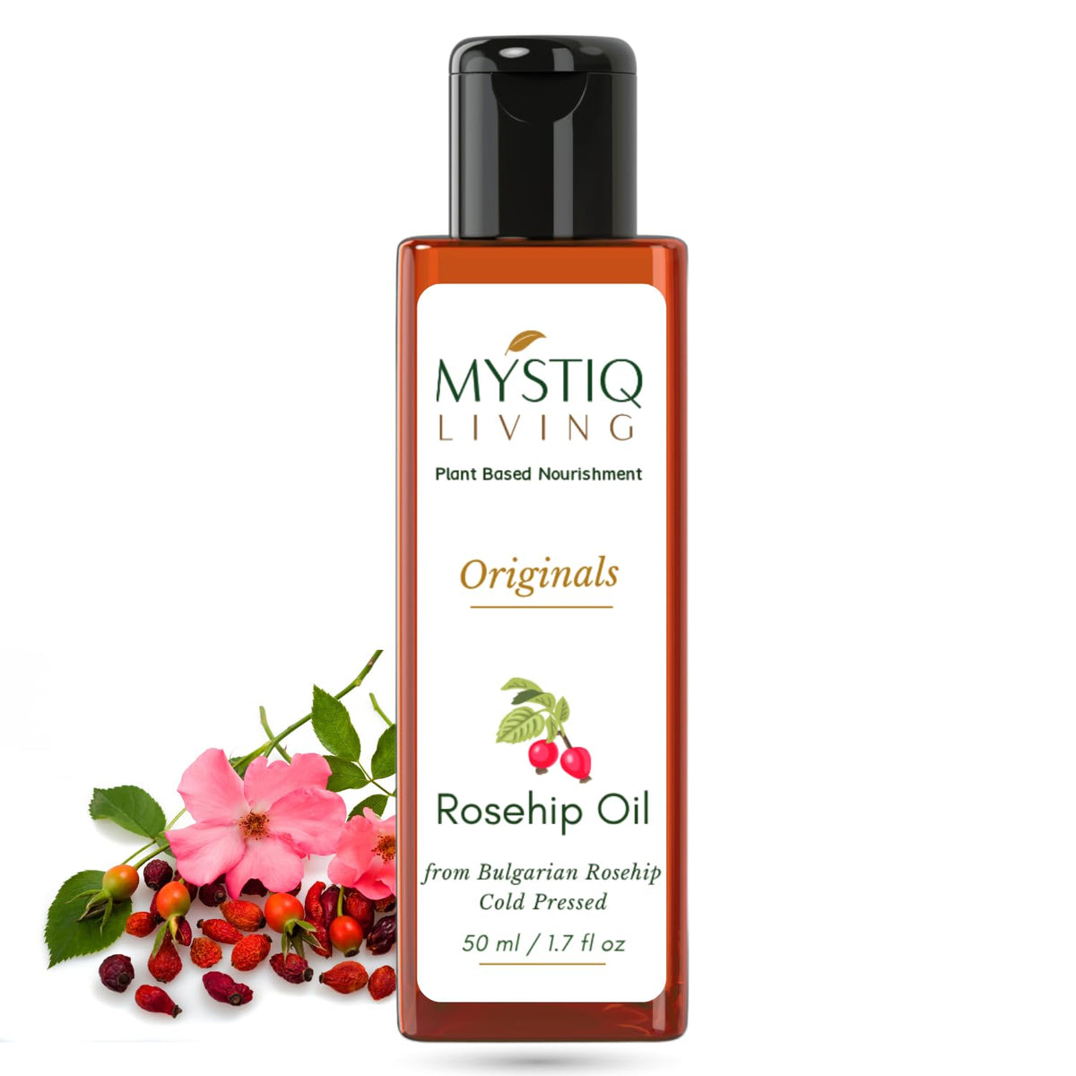 Mystiq Living Rosehip Oil for Skin and Face - 50 ML | Face Oil for Gua Sha Massage | For Acne Scars, Fine Lines, Anti Pigmentation | 100% Pure & Natural, Cold Pressed | Rosehip Seed Oil