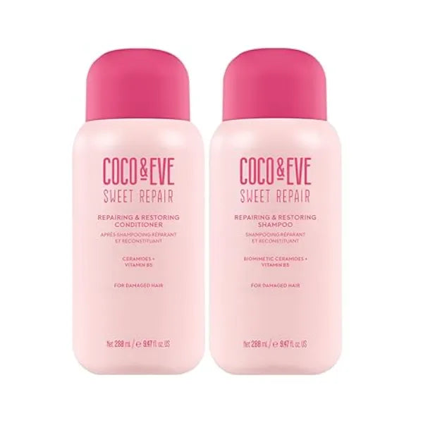 Coco & Eve Repair & Restore Shampoo & Conditioner Bundle. Hydrating & Strengthening Set for Damaged, Color Treated Hair. Deeply Nourish, Reduce Split Ends & Breakage for Healthy Hair. 18.94 Fl Oz