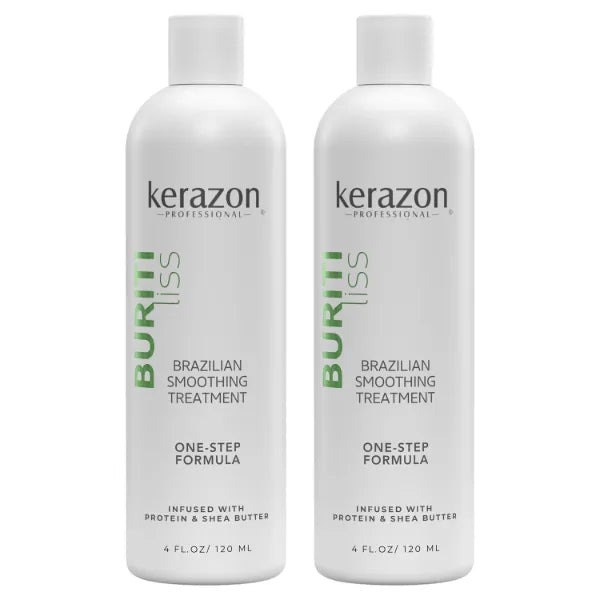 Kerazon Professional Liss Brazilian Smoothing Treatment One Step, Frizz-Free, for All Hair Types, 4 fl.oz, with Coconut Oil, Shea Butter and Hydrolyzed Proteins (Pack of 2)