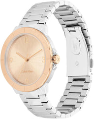 CALVIN KLEIN WOMEN'S CARNATION GOLD DIAL STAINLESS STEEL BRACELET WATCH - 25100025