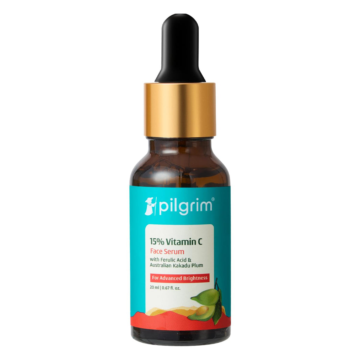 Pilgrim 15% Vitamin C Face Serum For Glowing Skin 20ml | Serum with Vit C, Ferulic acid, and Vit E | Reduces Dark Spots & Evens Skin Tone | Fragrance Free | For Men and Women | All Skin Types