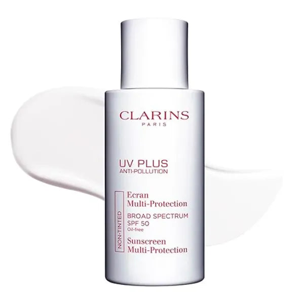 Clarins UV Plus Anti Pollution Sunscreen for Face Broad Spectrum SPF 50 Oil Free, No White Cast UVA/UVB and Pollution Protection Protective Antioxidants All Skin Types