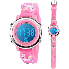 KASTWAVE Toddler Kids Digital Watches for Girls Boys, 3D Cute Cartoon 7 Color Lights Waterproof Sport Electronic Wrist Watch with Alarm Stopwatch for 3-10 Year Children