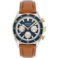 Armitron Men's Multi-Function Leather Strap Watch Brown/Navy Blue