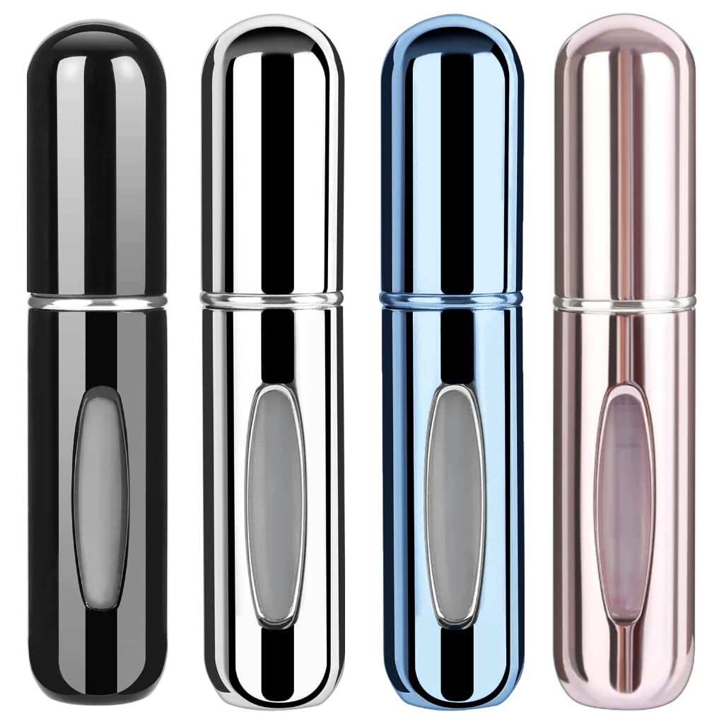 KJHD 4PCS Portable Mini Refillable Perfume Atomizer Bottle, Refillable Perfume Spray, Atomizer Perfume Bottle, Scent Pump Case for Traveling and Outgoing, 5ml Multicolor Perfume SpraY