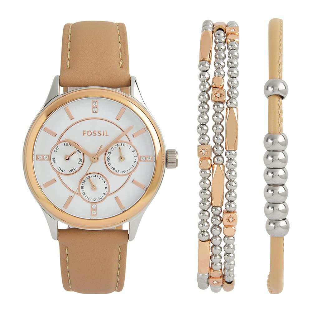 Fossil Women's Modern Sophisticated Watch And Bracelets Gift Set - BQ3417SET, Silver, BQ3417SET-AMZUK