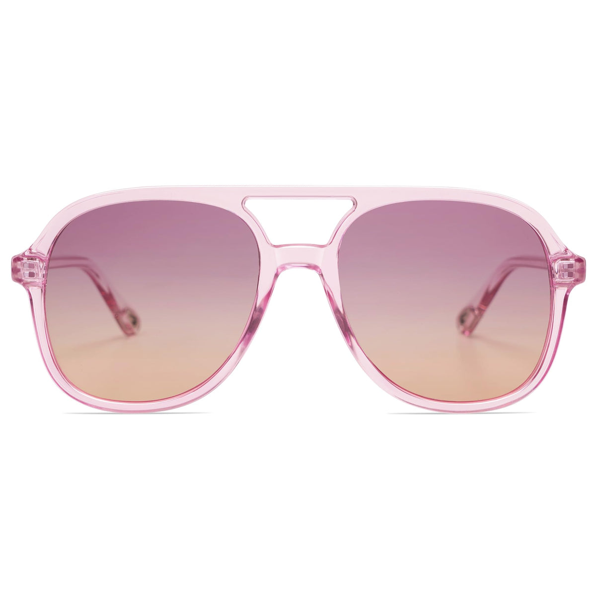 SOJOS Retro Vintage Polarized Sunglasses Double Bridge Brow Bar Square Aviators SJ2174