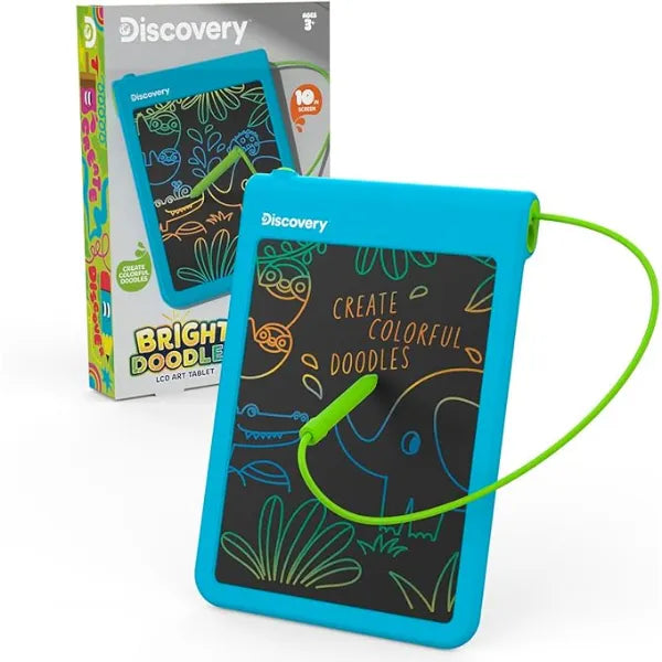 Discovery Bright Doodles LCD Art Tablet Mess Free Colorful Drawing Pad & Tethered Stylus Widescreen Display LCD Writing Tablet for Kids Arts & Crafts Toy Toddler Learning Toy Doodle Board Gift