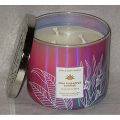 Bath & Body Works White Barn 3-Wick Candle w/Essential Oils - 14.5 oz - 2022 Spring Scents! (Pink Pineapple Sunrise)