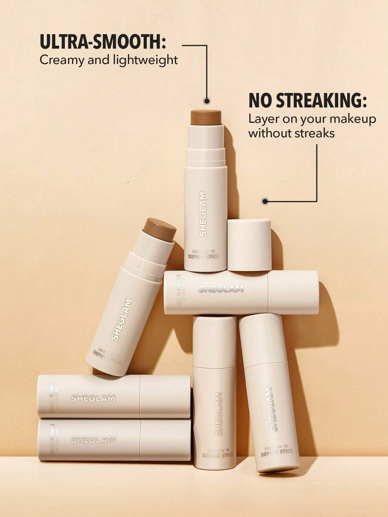 SHEGLAM Snatch 'n' Define Stick - Cream Contour Stick Long Lasting Highly Pigmented Sweat Proof Bronzer Sculpting Lightweight Smooth Natural Contour Face Makeup (Soft Tan)