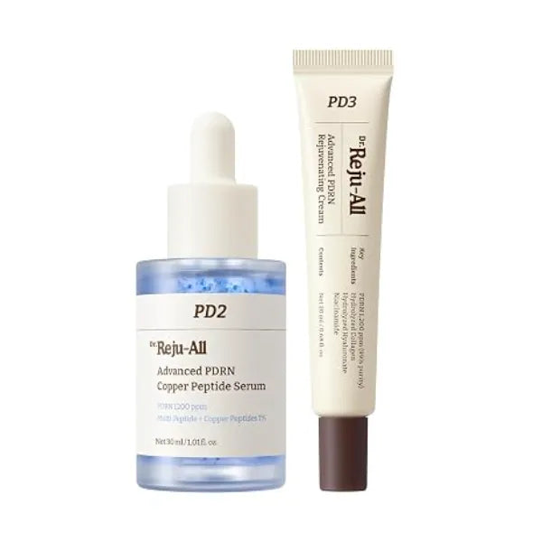 Dr.Reju All Firming & Glass Skin Duo Advanced PDRN Copper Peptide Serum + Advanced PDRN Rejuvenating Cream Copper Peptides & Salmon DNA for Skin Elasticity Korean Anti Aging Skin Care