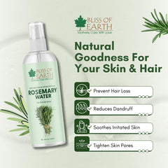 Bliss of Earth Rosemary Water for Hair Growth, Rosemary Water Spray for Hair Loss Treatment, 100% Natural Steam Distilled Rosemary Water for Skin Care, Helps Reduce Hair fall, Strengthens Hair – 100ml