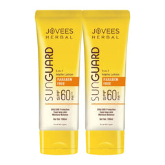 Jovees Herbal Sunguard Lotion SPF 60 PA+++ Broad Spectrum | 3-in-1 Matte Lotion | UVA/UVB Protection, Moisture Balance & Skin Tone Evenness 100ml (Pack of 2)