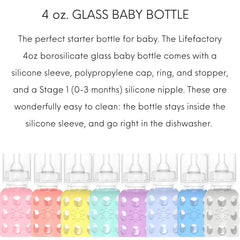 Lifefactory Glass Baby Bottle with Silicone Sleeve, 2 Pack (Blue, 4oz)