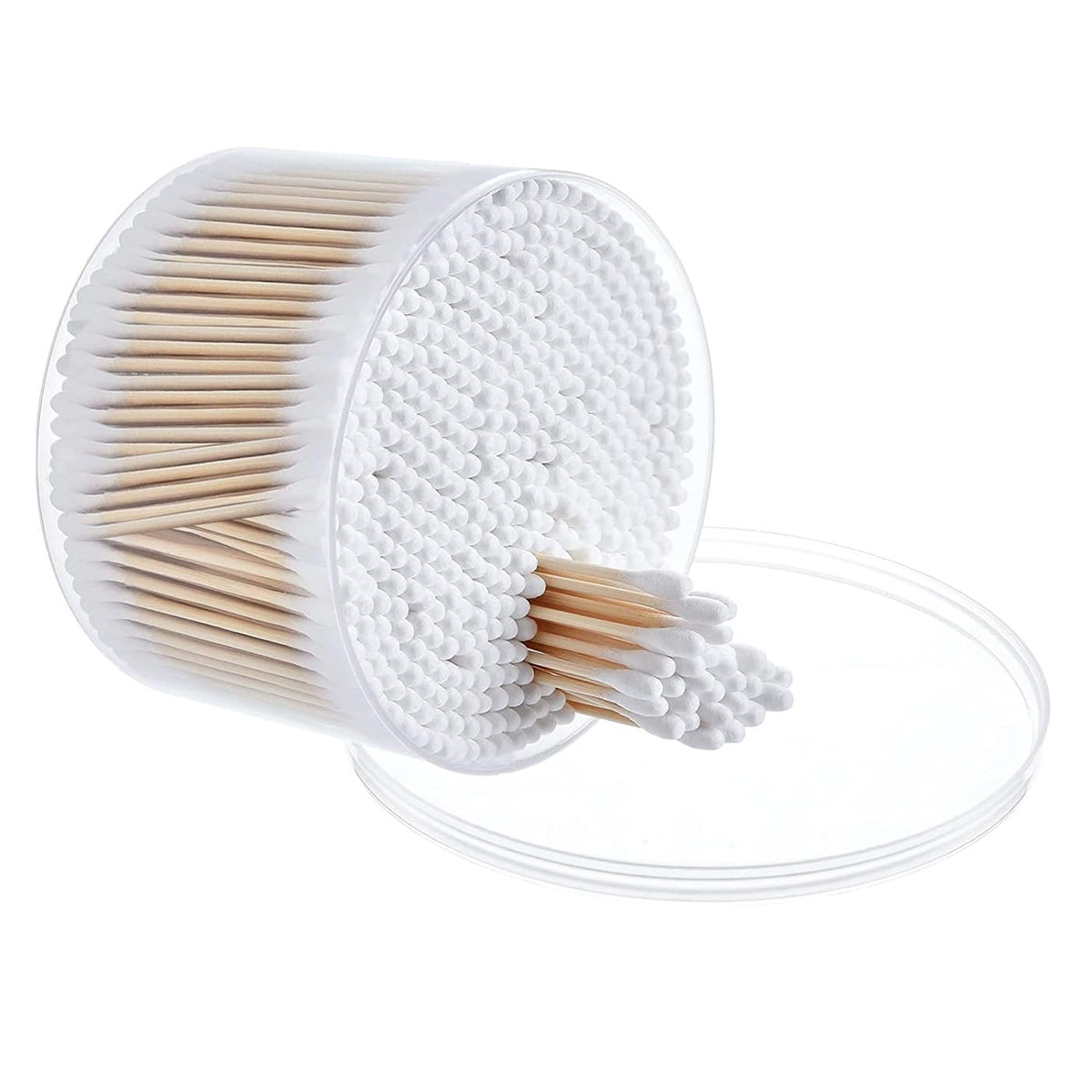 MOCUI Bamboo Cotton Swabs 500 Count - Biodegradable, Double-Tipped & Natural, Wooden Cotton Buds For Ears Makeup or Nails - Double-round Head (500 count)