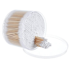 MOCUI Bamboo Cotton Swabs 500 Count - Biodegradable, Double-Tipped & Natural, Wooden Cotton Buds For Ears Makeup or Nails - Double-round Head (500 count)