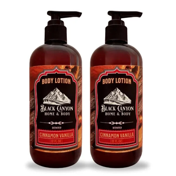 Black Canyon Home and Body Cinnamon Vanilla Scented Body Lotion with Lanolin and Jojoba Oil, Warm Spicy Sweet Gourmand Fragrance Moisturizer - 12 Oz (2 Pack)