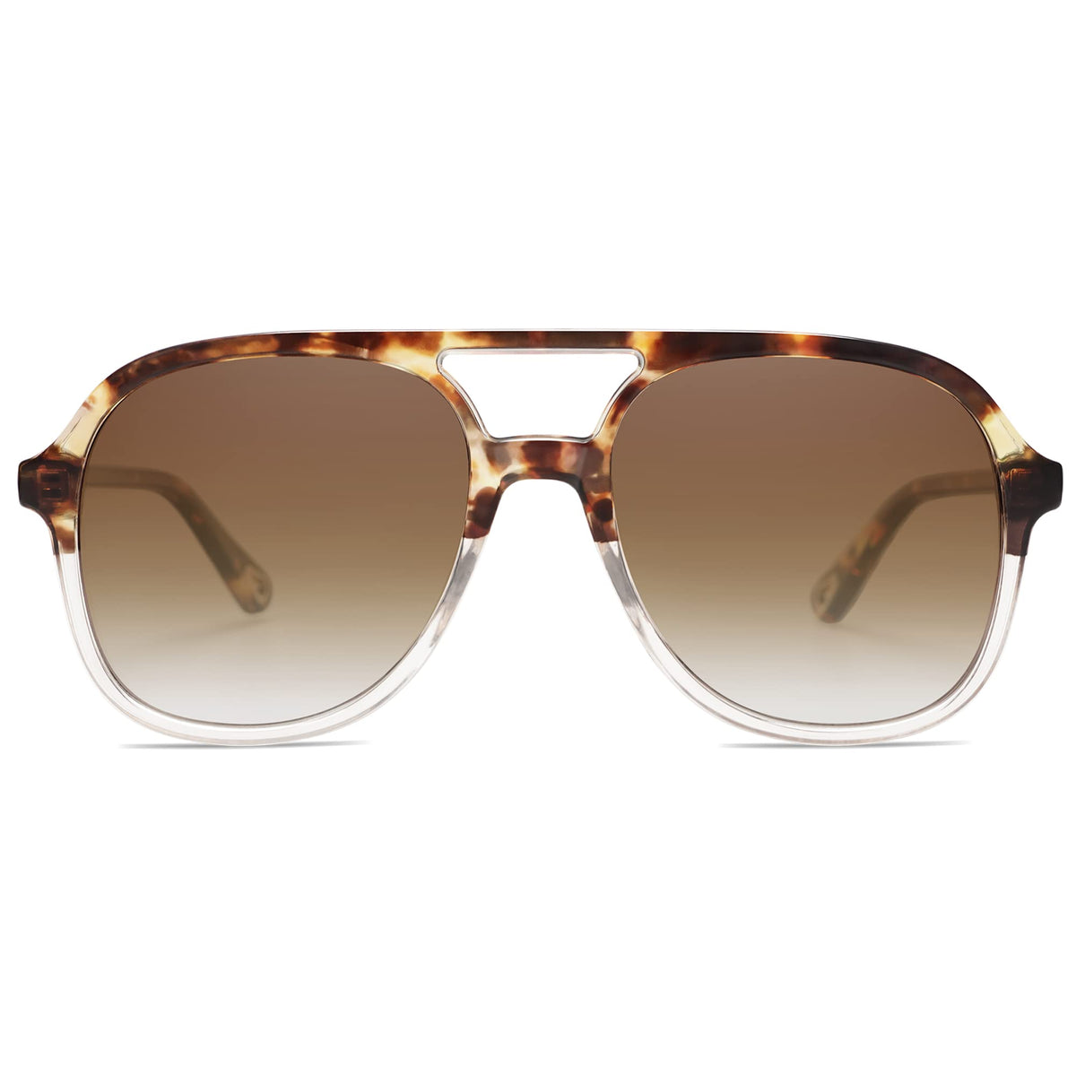 SOJOS Retro Vintage Polarized Sunglasses Double Bridge Brow Bar Square Aviators SJ2174