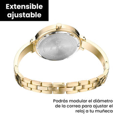CURREN Women's Analog Watch with Rigid Bracelet Safety Clasp Classic Design Elegant Formal Lightweight, Golden, Pequeño, formal - Gold