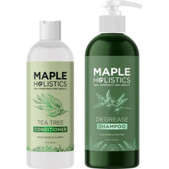 Maple Holistics Oily Hair and Scalp Shampoo and Conditioner - 16oz Degrease Shampoo & 8oz Tea Tree Conditioner for Oily Hair and Scalp for Men and Women - Sulfate Silicone & Paraben Free with Pure Essential Oils