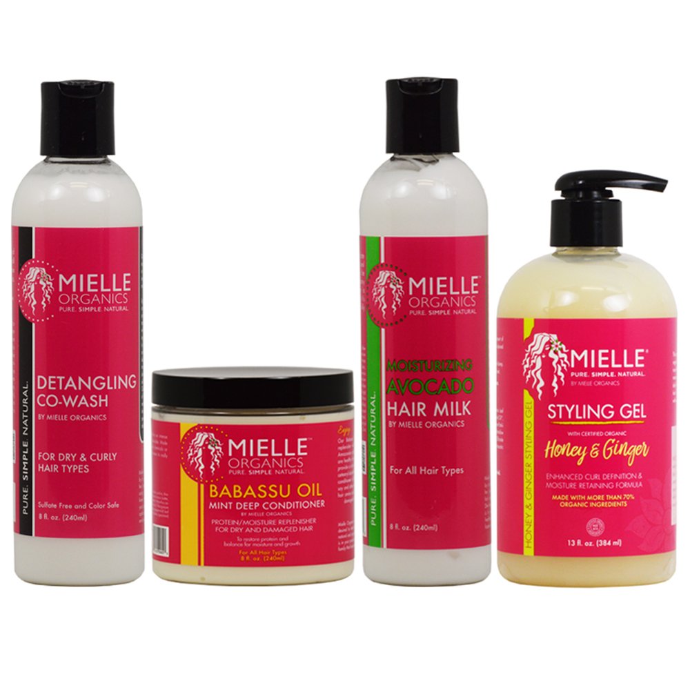 Mielle Organics Detangling Co Wash & Babassu Oil Conditioner & Hair Milk 8oz & Styling Gel 13oz"Combo"