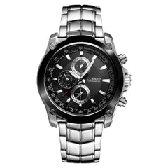 CURREN Men's 8025 Trendy Design Round Case Stainless Steel Strap Wrist Watch