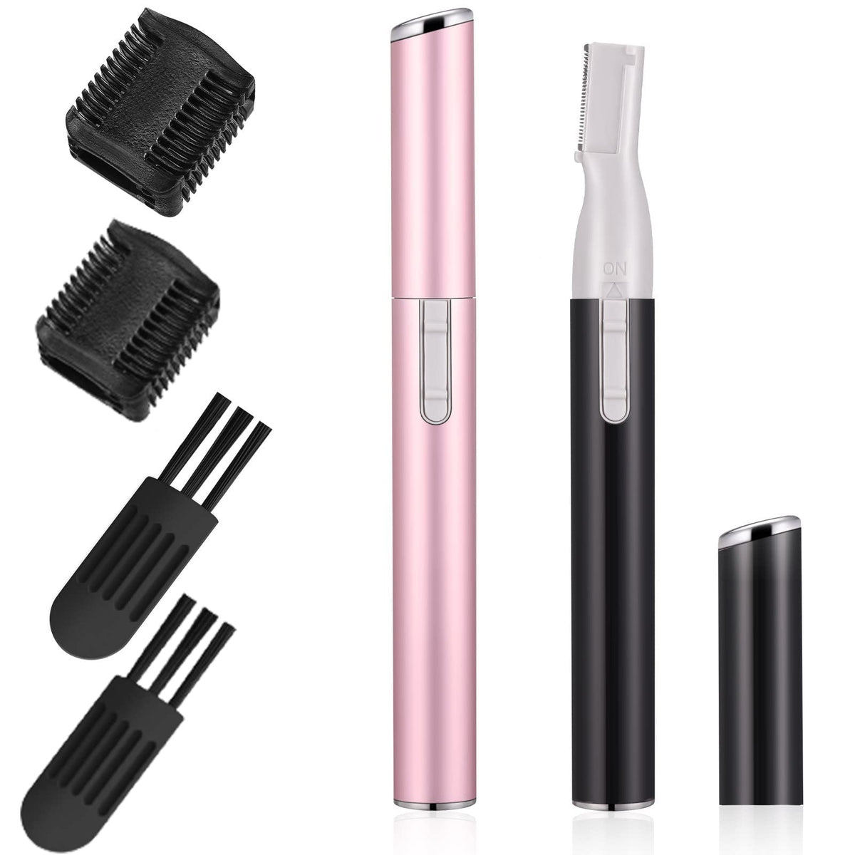 MAKINGTEC Electric Eyebrow Trimmer, Ladies Facial Precision Mini Shaver with Comb, Battery Powered Small Epilator for Face Neck Body Arms Legs (Pink, Black)