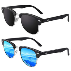 GQUEEN Classic Horn Rimmed Semi Rimless Polarized Sunglasses for Men Women GQO6