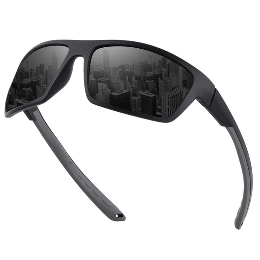 YUKANNA Polarized Sports Sunglasses for Men Women Fishing Running Cycling with UV 400 Protection Sun Glasses - Black