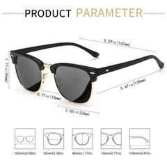 KANASTAL Polarized Horn Rimmed Sunglasses for Men and Women, Classic Half Frame Sun Glasses, Semi Rimless Shades for Womens 100% UV400 Protection Driving