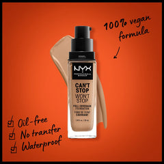 NYX PROFESSIONAL MAKEUP Can't Stop Won't Stop Full Coverage Foundation, Neutral Buff 10.3