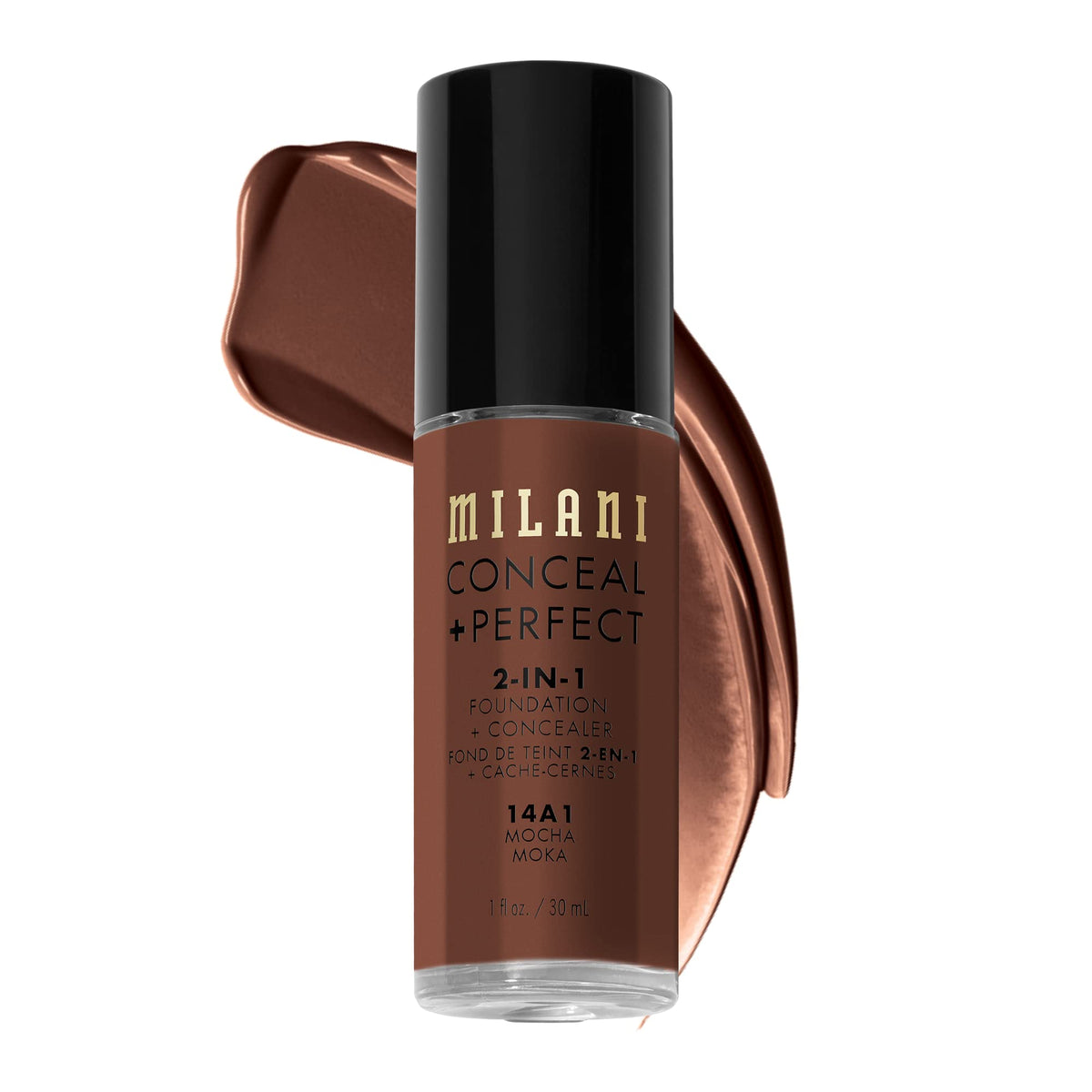 (Mocha) - Milani Conceal + Perfect 2-in-1 Foundation + Concealer - Mocha (30ml) Cruelty-Free Liquid Foundation - Cover Under-Eye Circles, Blemishes & Skin Discoloration for a Flawless Complexion