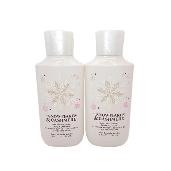 Bath & Body Works Snowflakes & Cashmere Super Smooth Body Lotion Sets Gift For Women 8 Oz -2 Pack (Snowflakes & Cashmere)