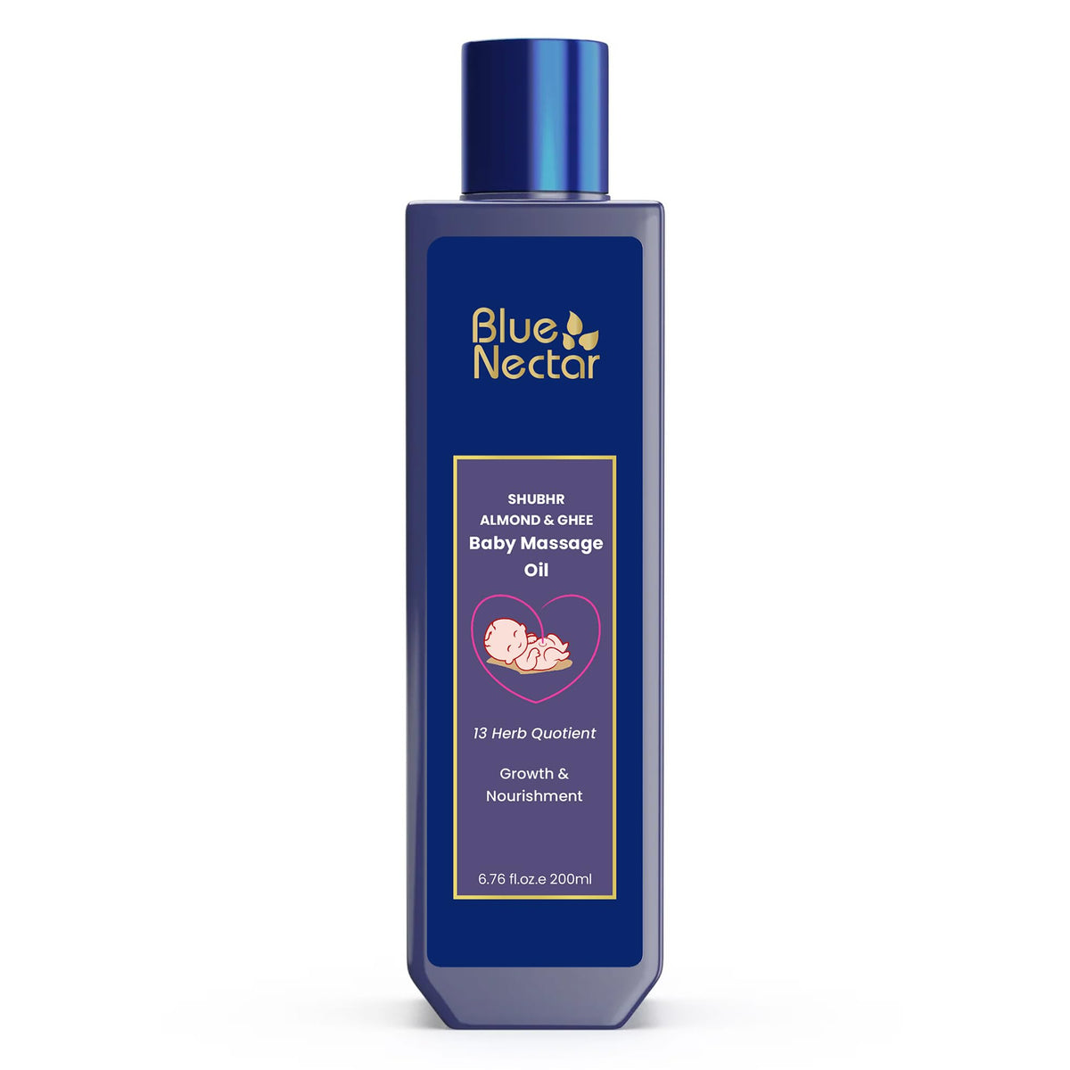 Blue Nectar Ayurvedic Baby Oil with Organic Ghee, 100% Natural Baby Massage Oil With Coconut Oil & Olive Oil (200ml)