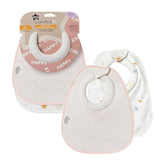 Tommee Tippee Milk Feeding Bibs, Comfeefit, Super Soft and Extra Absorbent, Adjustable and Reversible, OEXO-TEX Approved Material, Pack of 2, Happy Kind