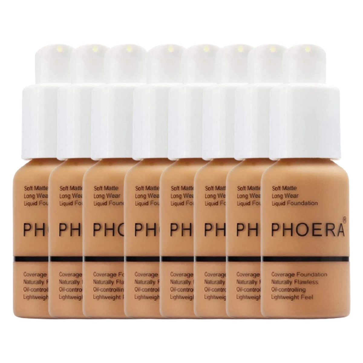 Glamza Phoera Foundation Full Coverage Makeup Set - 24hr Long Lasting Oil Control - Soft Smooth Matte Flawless Concealer Cream - Inc x8 30ml Foundation & Silicone Blender Sponge (106 Warm Sun)