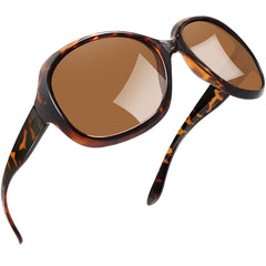 Joopin Polarized Sunglasses for Women, Ladies Big Frame Polarized Eyewear UV400 Protection Driving Fishing - Tortoise/Brown