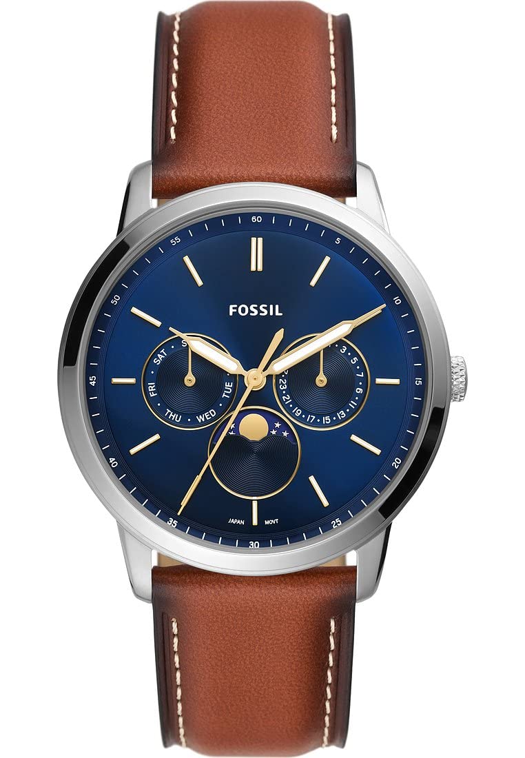 Fossil men's multi dial quartz watch with leather strap fs5903 brown